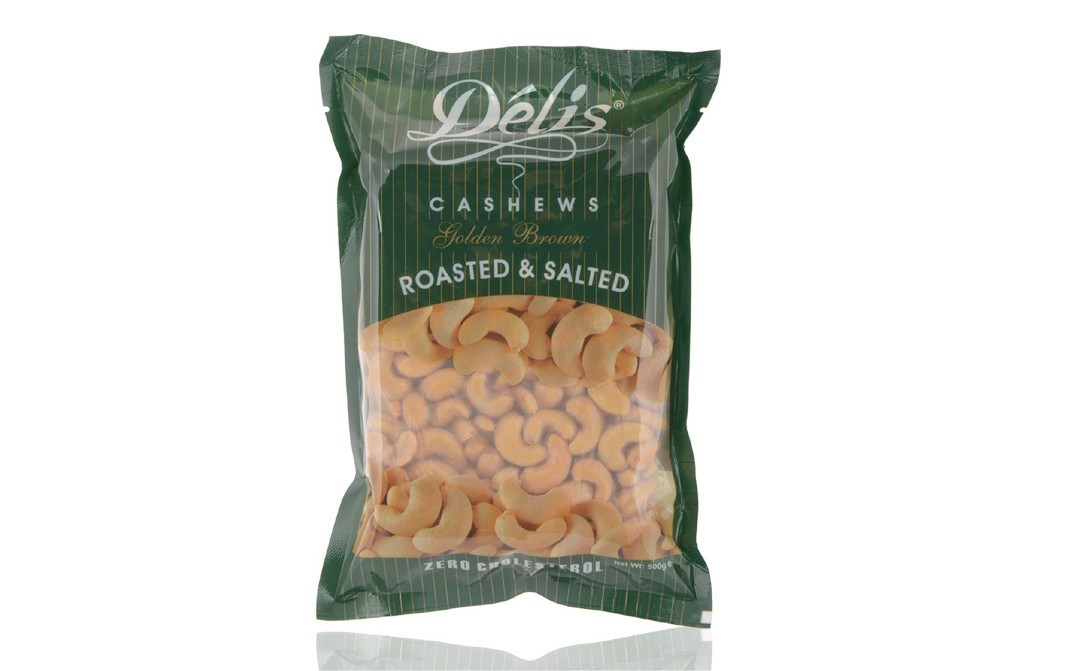 Delis Cashews Roasted & Salted Golden Brown   Pack  500 grams
